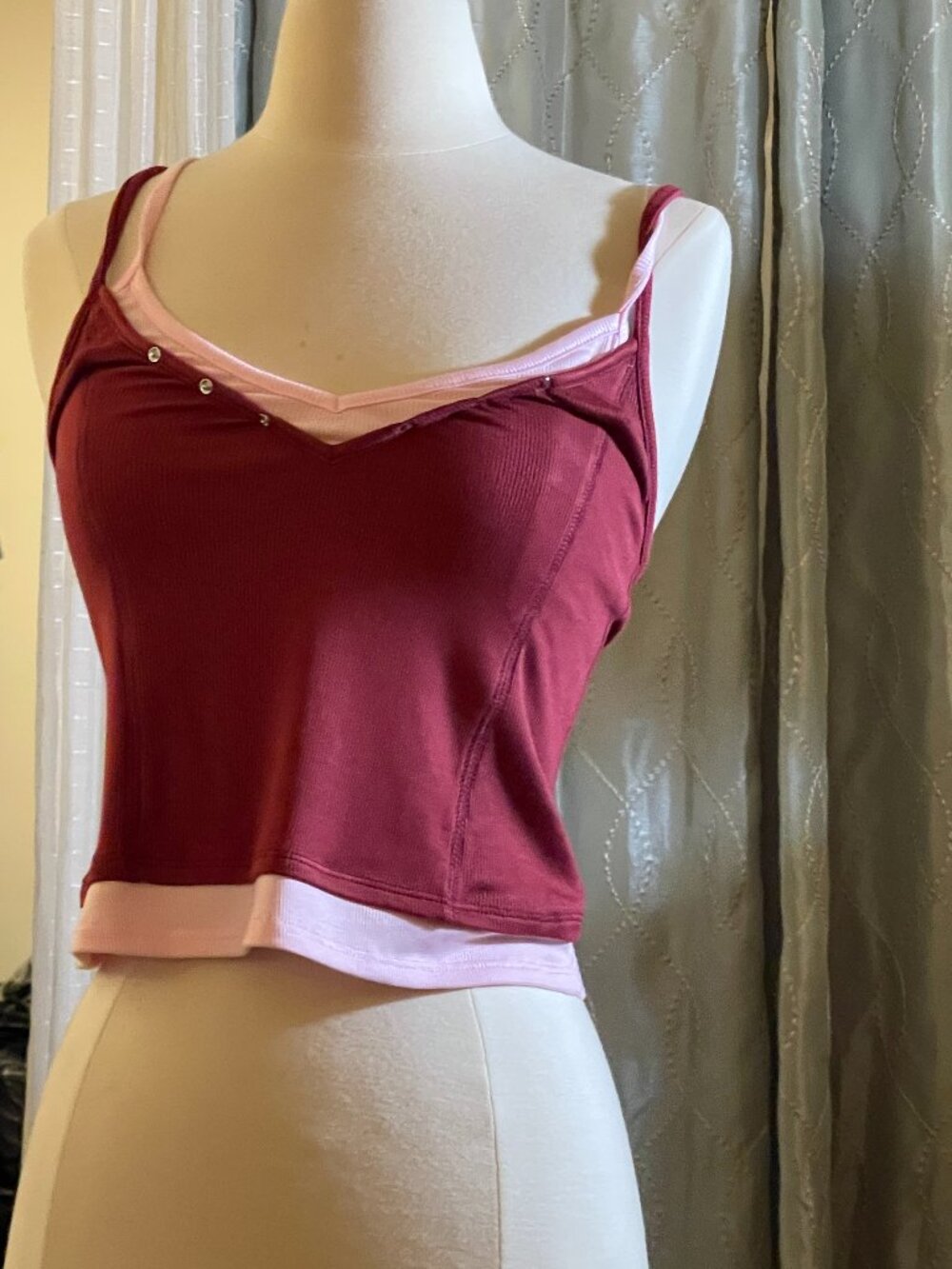 Tilly’s Pink Maroon Ribbed Crop Top Youth XL